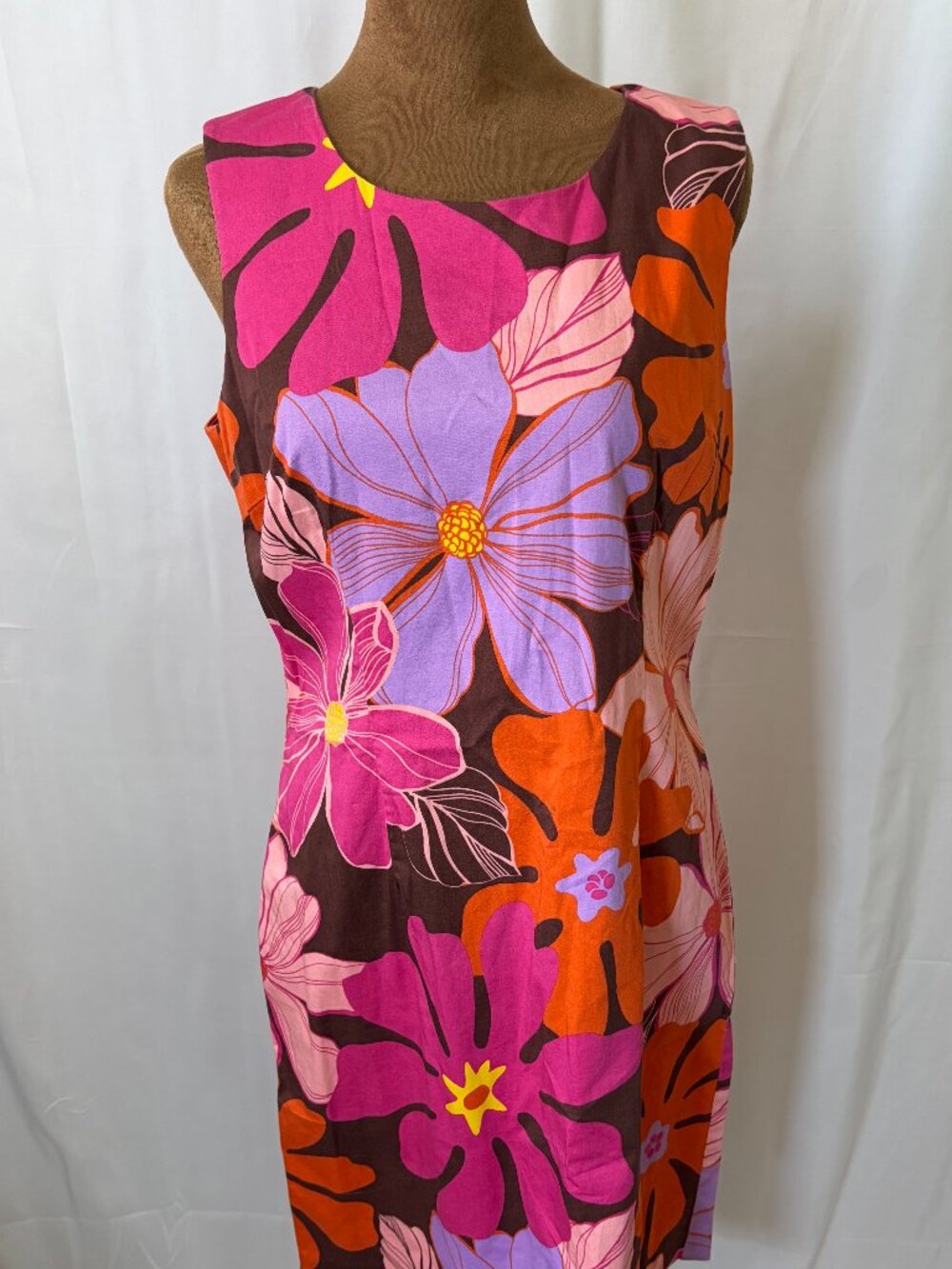 J.W. Treci Size 12 Retro Floral Cotton a-line Dress
